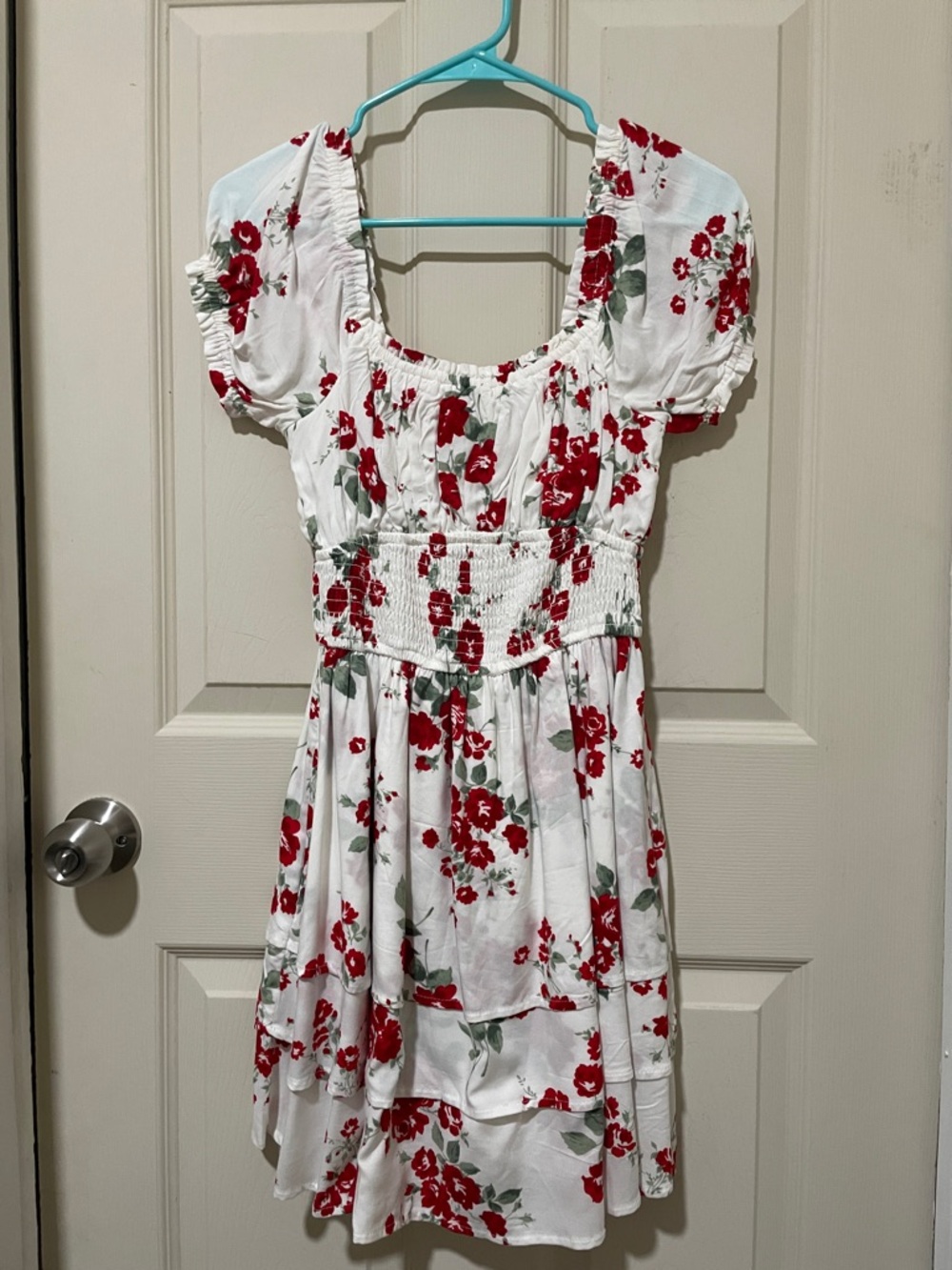 Hollister White Dress with Red Floral Print